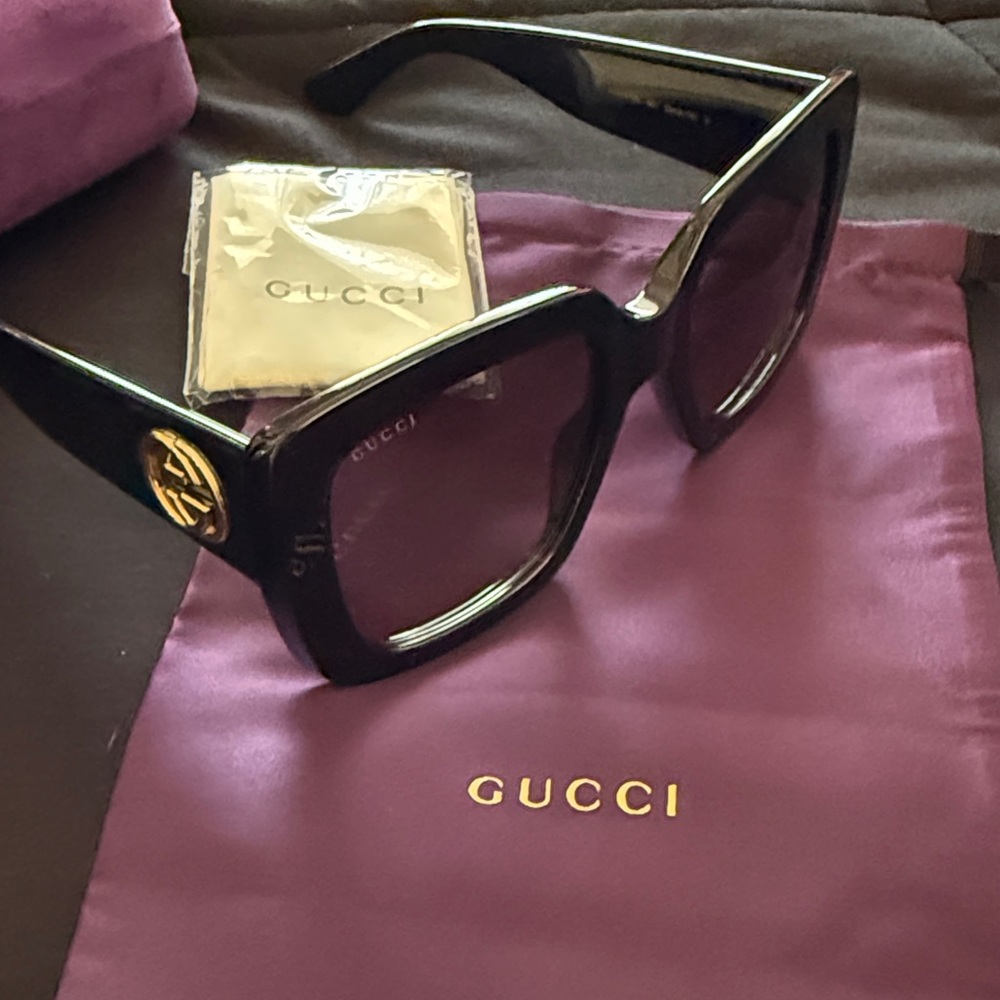 Gucci Black Sunglasses with Gold Accent
